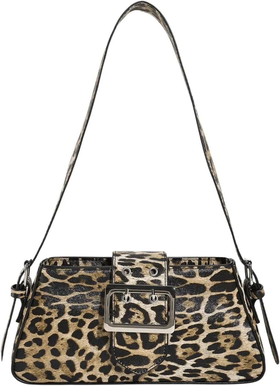 Verdusa Women's Top Handle Shoulder Bag Buckle Leopard Leather Purses Bags
