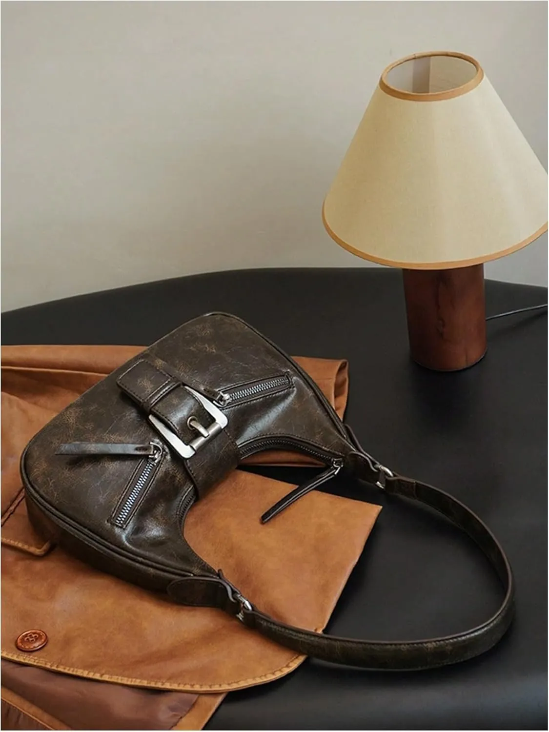 Verdusa Women's Vintage PU Leather Shoulder Bag Zipper Underarm Bags