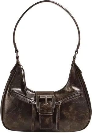 Verdusa Women's Vintage PU Leather Shoulder Bag Zipper Underarm Bags