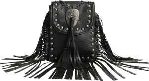 Verdusa Women's Western Country Cowgirl Bag Fringe Crossbody Bags Boho Tassel Messenger Bags Casual Purses