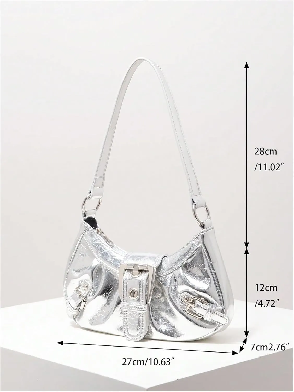 Verdusa Women's Y2k Purse Top Handle Shoulder Bag Buckle Punk Hobo Clutch Purses Bags