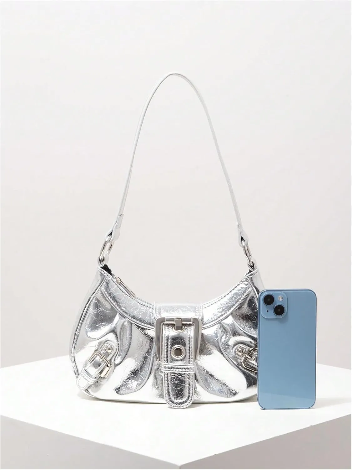 Verdusa Women's Y2k Purse Top Handle Shoulder Bag Buckle Punk Hobo Clutch Purses Bags