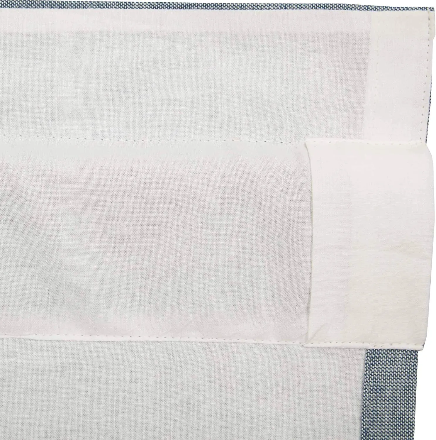 VHC Brands Farmhouse Kitchen Sawyer Mill Windmill Rod Pocket Cotton Hanging Loops Stenciled Chambray Graphic/Print 20x72 Curtain, Valance, Blue