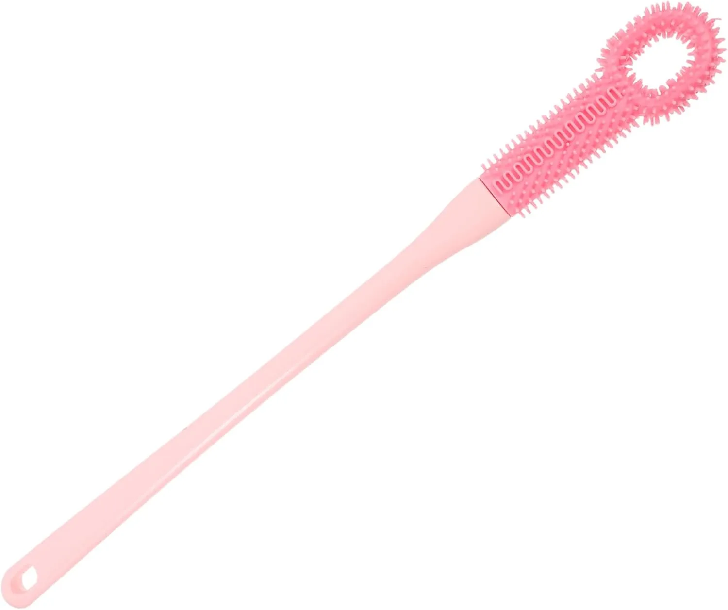 VICASKY Long Handled Foot Brush Soft Silicone Bristles for Toe Cleaning and Dead Skin Removal Comfortable Grip Pink for Daily Foot Care and Exfoliation