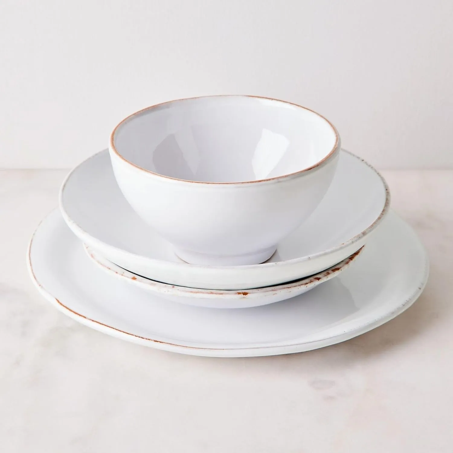 Vietri Cucina Fresca Bianco Terracota White Soup/Cereal Bowl, 6" D Earthenware Kitchen & Dining Deep Oatmeal Dish
