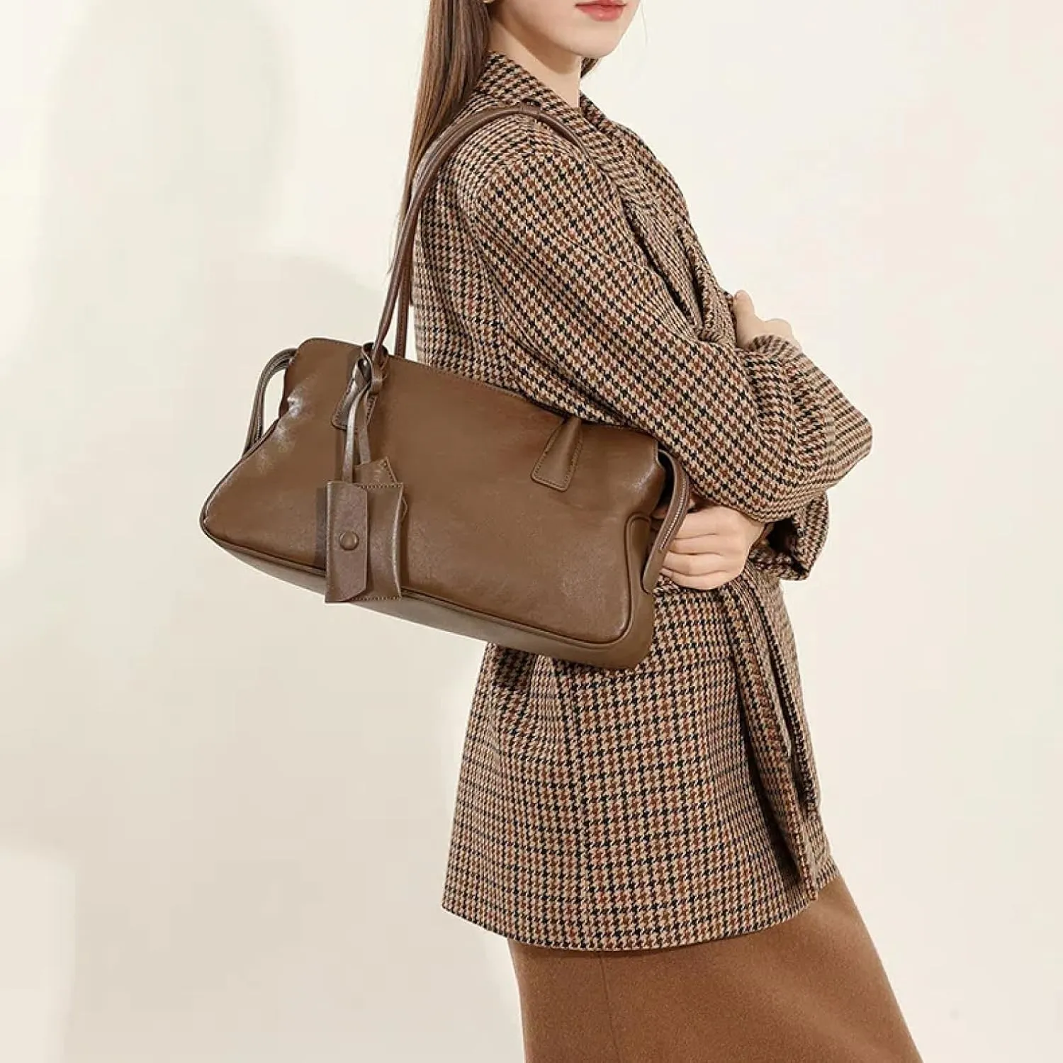 Vintage Cowhide Shoulder Bag for Women - Elegant Handbag and Purse