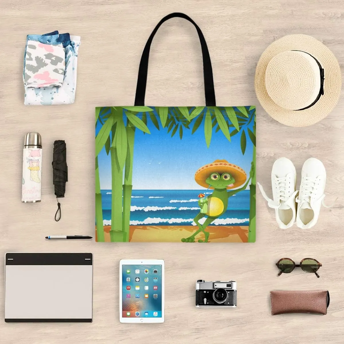 visesunny Fashion Large Lightweight Tote Bag Shoulder Bag for Gym Hiking Picnic Travel Beach Waterproof Tote Bags