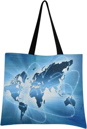 visesunny Water Resistant Large Tote Bag with Inner Pocket Best Internet Concept Of Global Business Floral Shoulder Bag for Gym Beach Travel Daily Bags