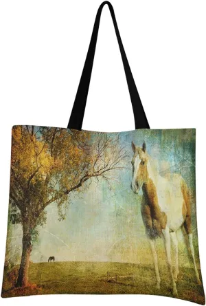 visesunny Women Extra Large Tote Bag Pictorial Autumn Landscape - Artistic Picture (2) Shoulder Bags Ladies Beach Travel Reusable Grocery Shopping Portable Storage Handbag