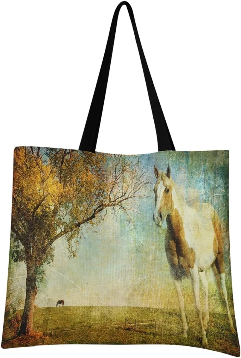 visesunny Women Extra Large Tote Bag Pictorial Autumn Landscape - Artistic Picture (2) Shoulder Bags Ladies Beach Travel Reusable Grocery Shopping Portable Storage Handbag