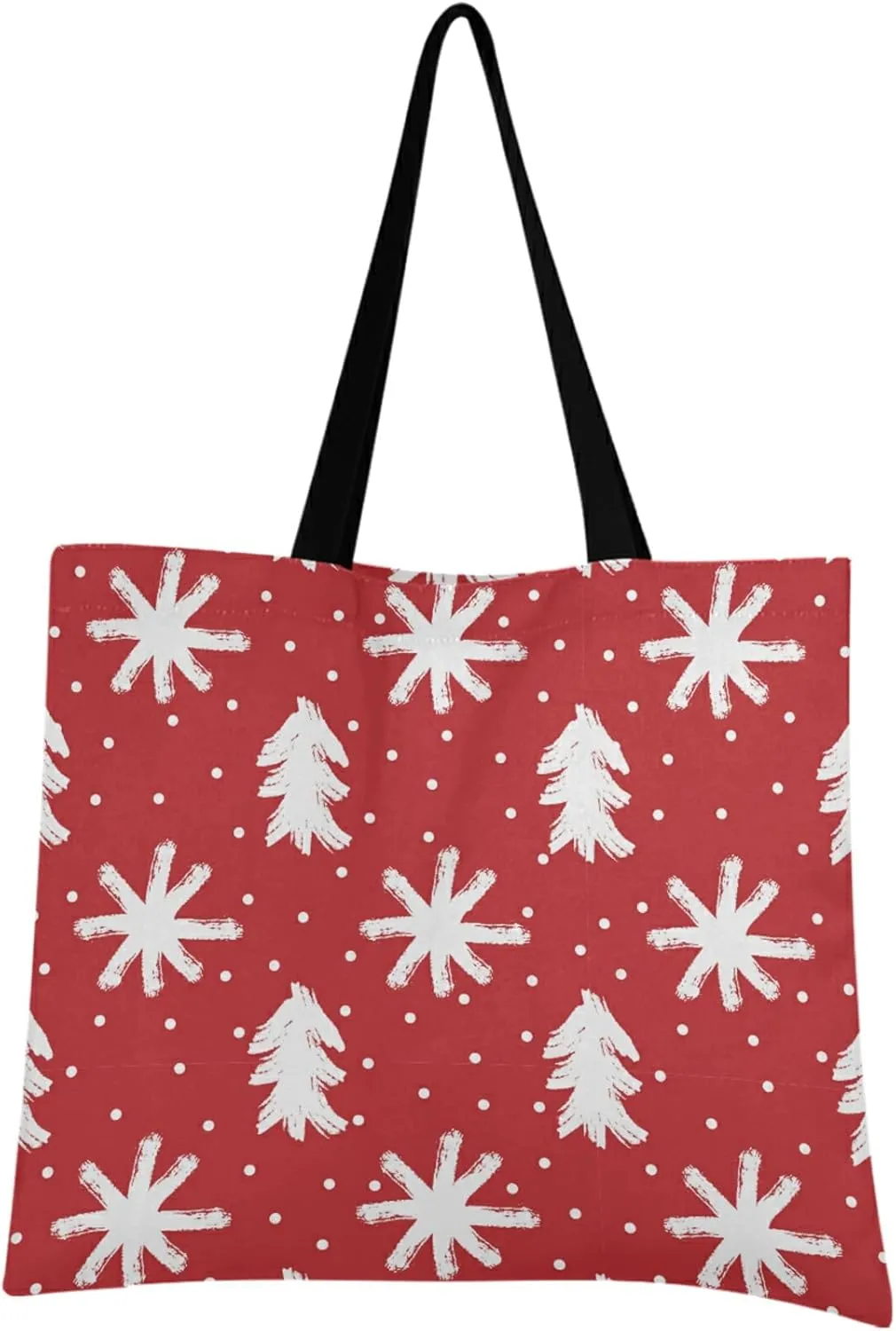 visesunny Women Extra Large Tote Bag Tree Snowflake Painted with Rough Brush Shoulder Bags Ladies Beach Travel Reusable Grocery Shopping Portable Storage Handbag