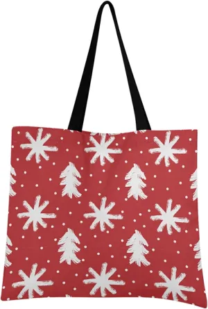 visesunny Women Extra Large Tote Bag Tree Snowflake Painted with Rough Brush Shoulder Bags Ladies Beach Travel Reusable Grocery Shopping Portable Storage Handbag