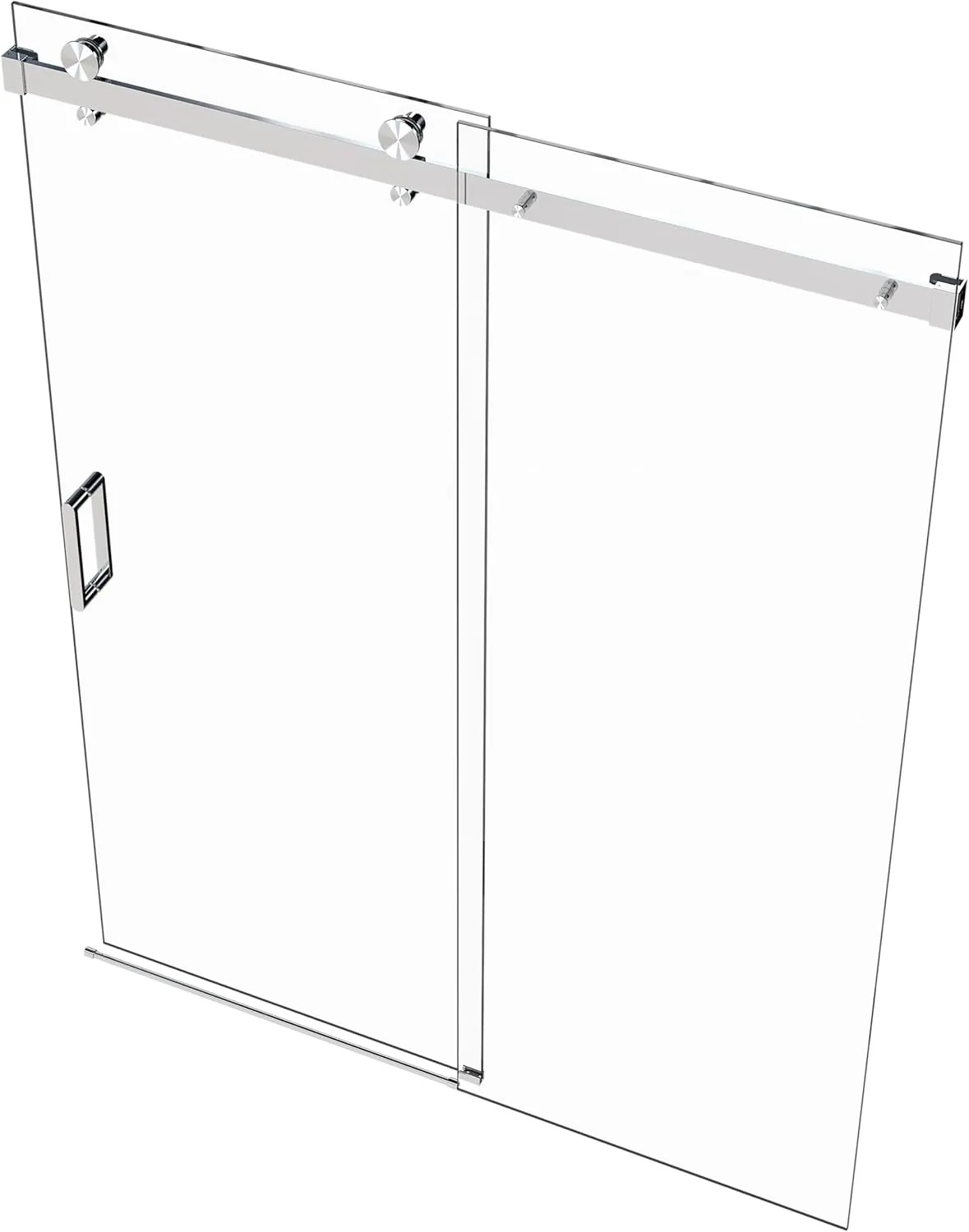 VITRA-100 56"-59.25" W x 78" H, Single Sliding Frameless Shower Door, 3/8" Clear Tempered Glass (Polished Stainless)