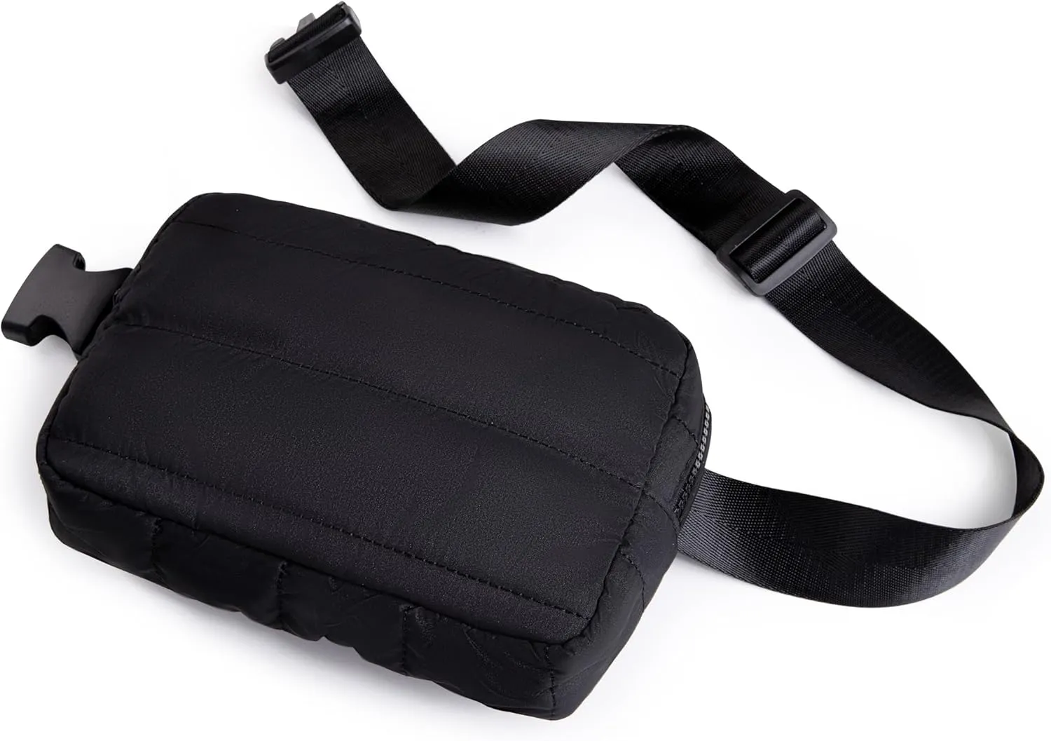 Viva Terry Puffer Belt Bag for Women and Men Small Quilted Crossbody Fanny Pack with Adjustable Strap for Running Hiking Travel Workout-Black