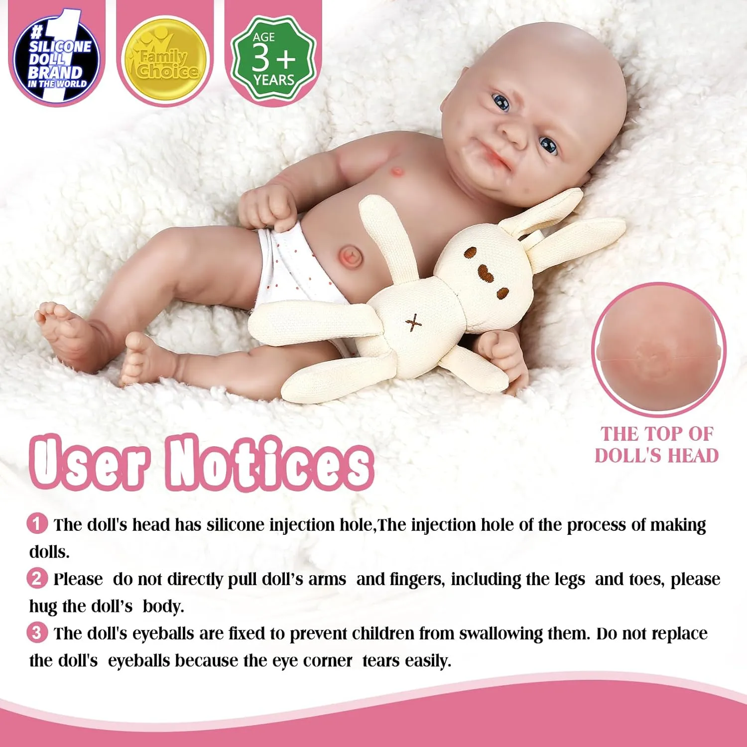 Vollence 14" Full Silicone Realistic Baby Doll - Lifelike Platinum Boy