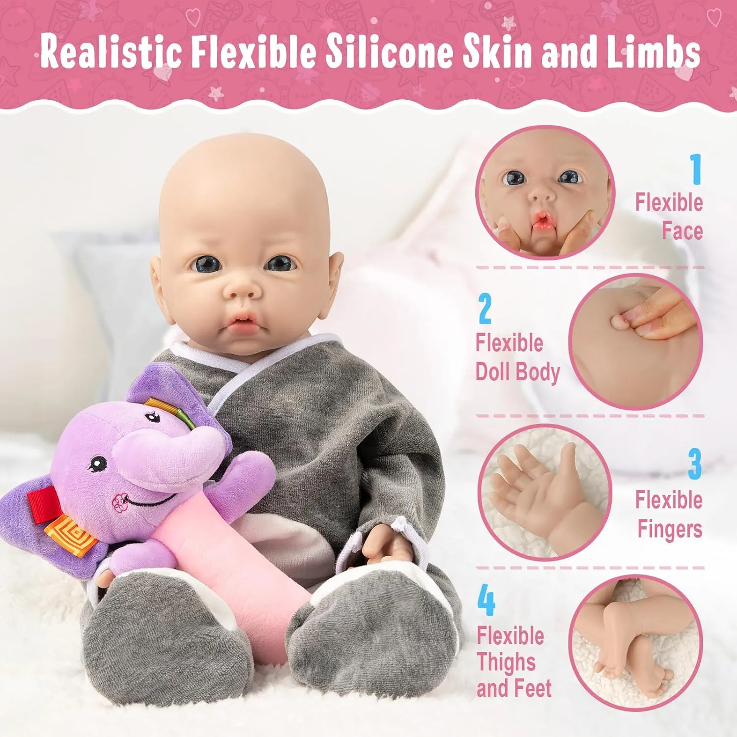 Vollence 17 inch Full Body Silicone Dolls Boy Anatomically Correct Real Silicone Baby Dolls Toys for Kids Toddlers Child Children Birthday Chirstmas Gifts - Boy
