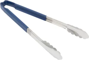 Vollrath 4781230 Jacob's Pride 12-Inch Scalloped Utility Tong (Stainless Steel, Kool-Touch Handle, Blue, NSF)