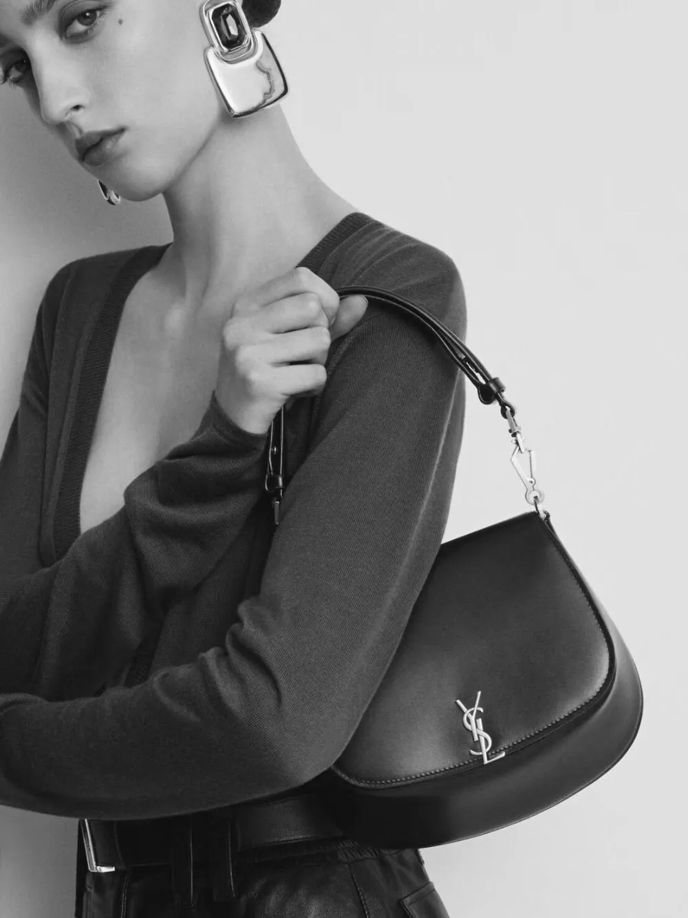 Voltaire Top Handle Bag in Black Box Leather