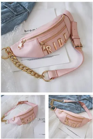Waist Bag Belt Bags Women's PU Fanny Pack Hip Package Letters Waist Packs Banana Bag Phone Pocket Female Crossbody Bag