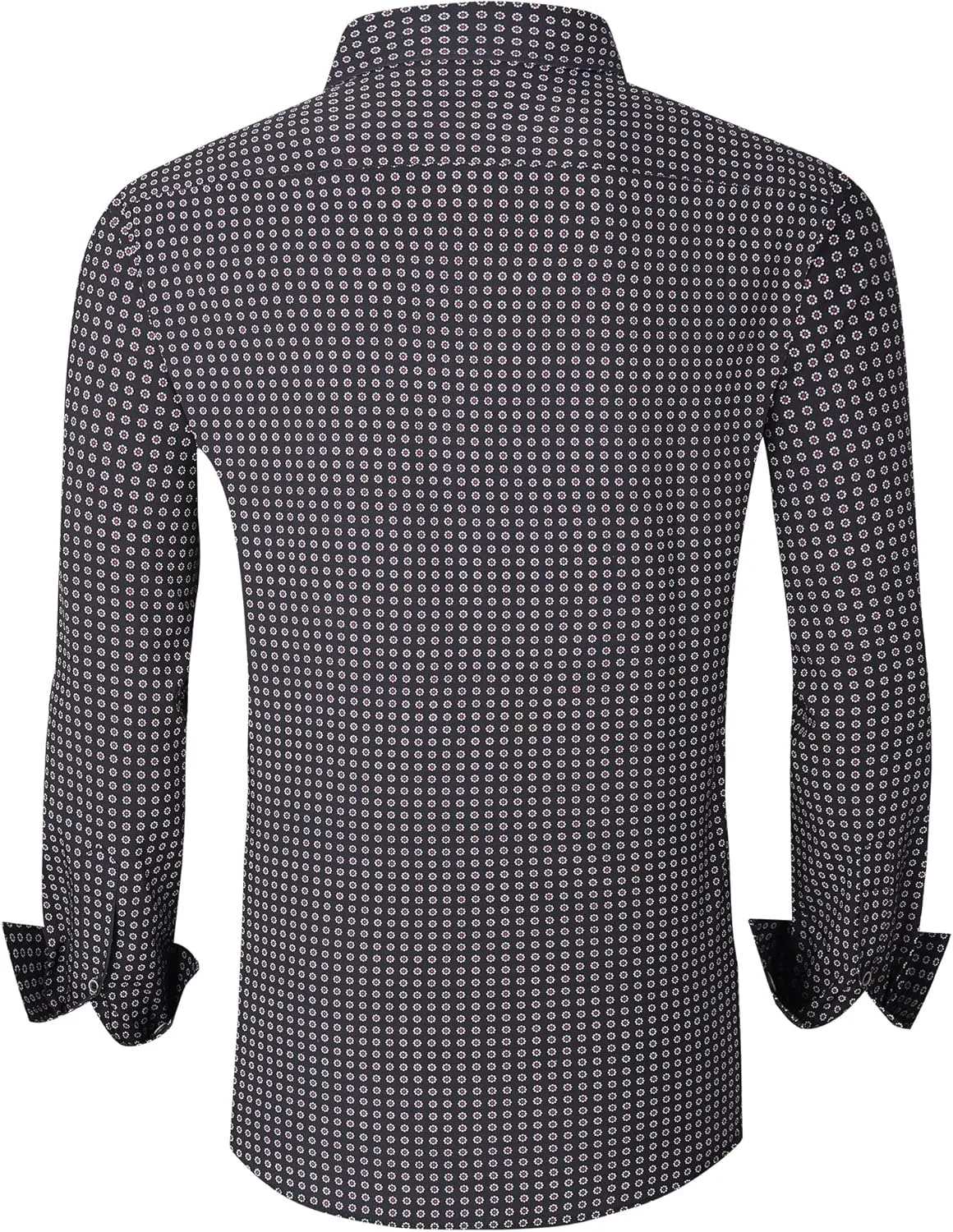 WARHORSEE Mens Casual Button Down Dress Shirts Long Sleeve 4-Way Stretch Collared Printed Business Work Shirt