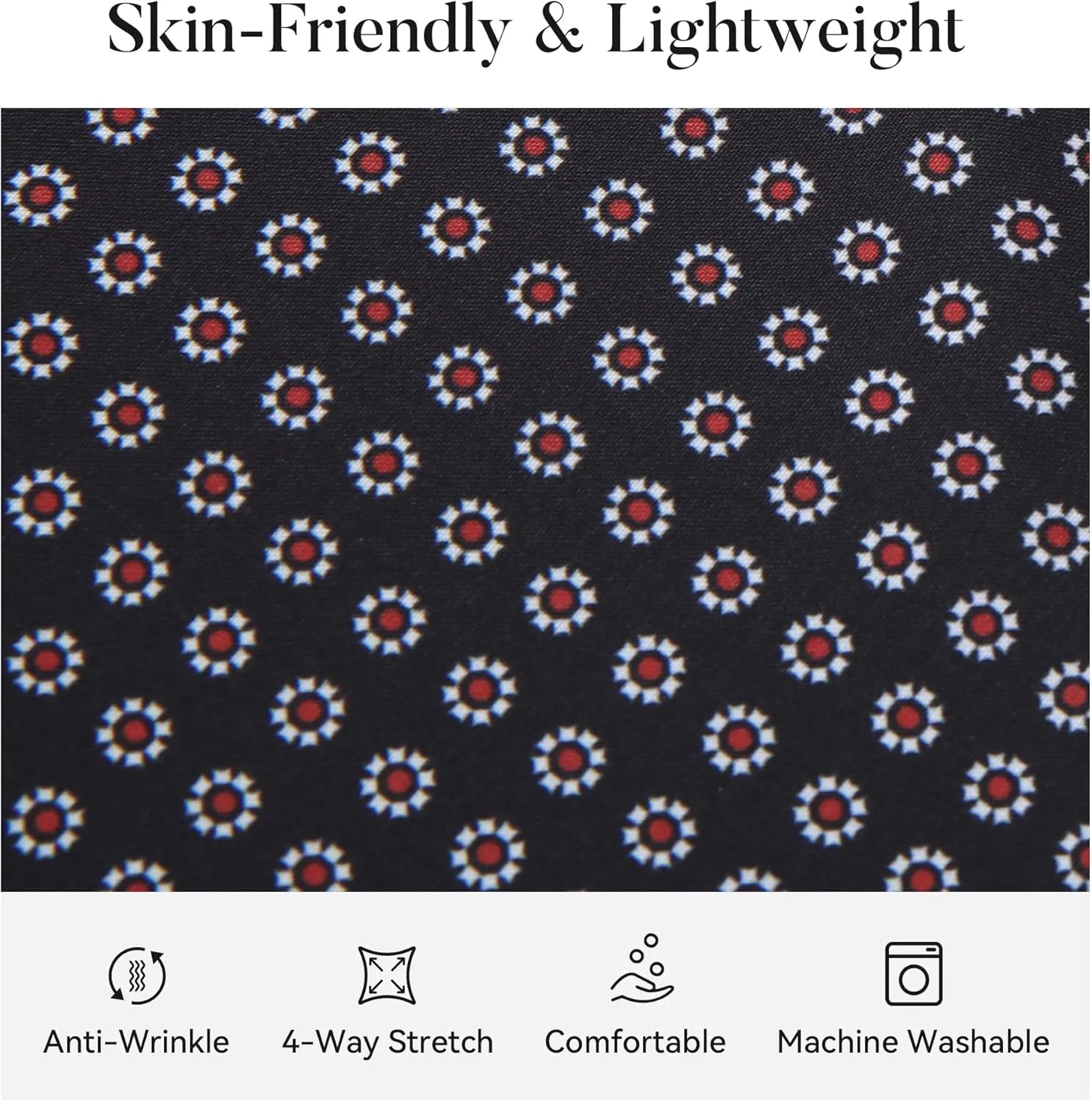 WARHORSEE Mens Casual Button Down Dress Shirts Long Sleeve 4-Way Stretch Collared Printed Business Work Shirt