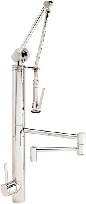 Waterstone 3710-18-AB Contemporary Gantry Pulldown Faucet - 18" Articulated Spout Antique Brass