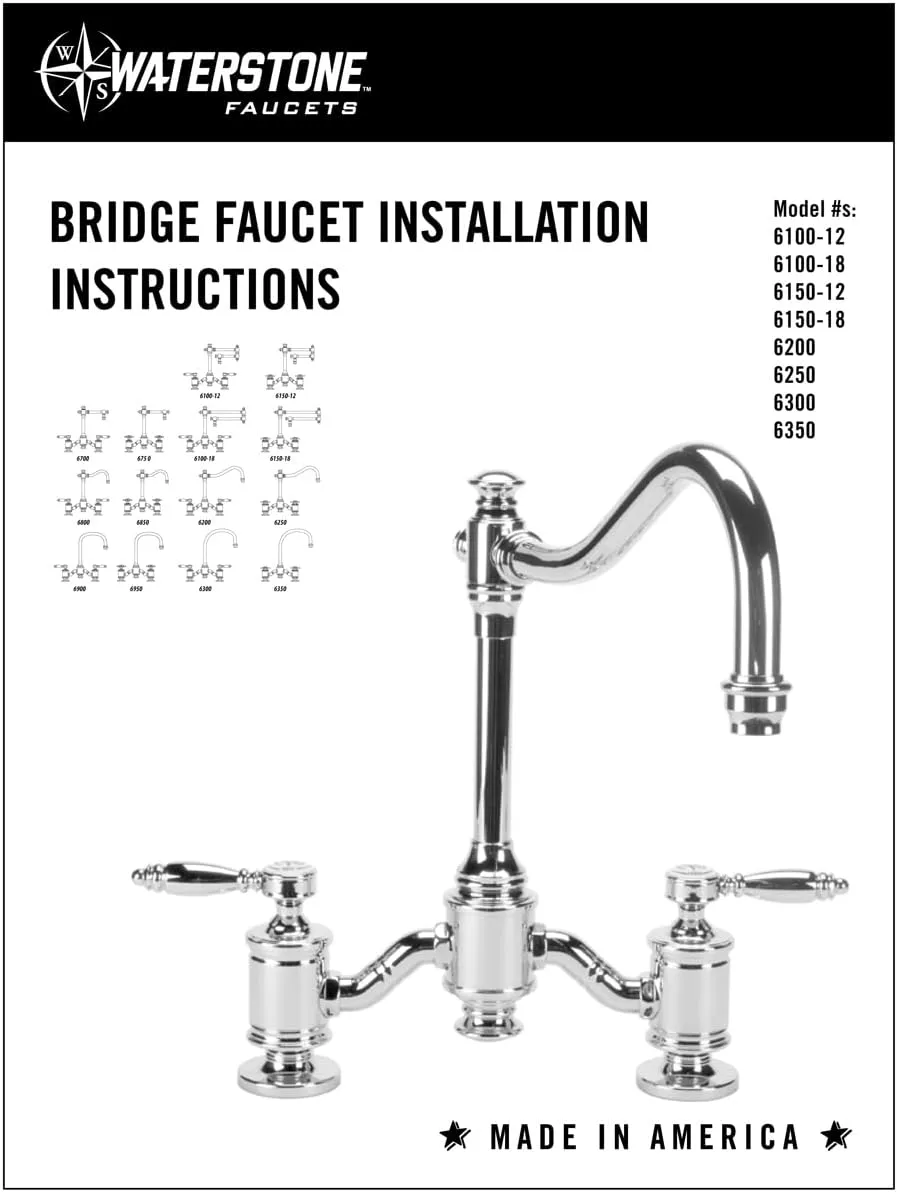 Waterstone 6100-12-2-CLZ-MB Bridge Faucet w/12" Articulated Spout Lever Handles 2pc. Suite Classic Bronze & Matte Black