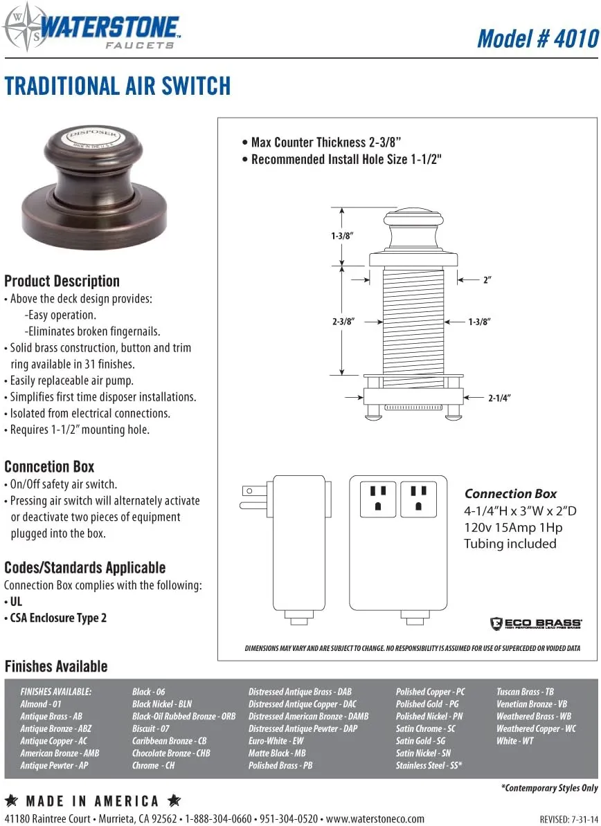 Waterstone 6100-18-3-AMB Bridge Faucet w/18" Articulated Spout Lever Handles 3pc. Suite American Bronze