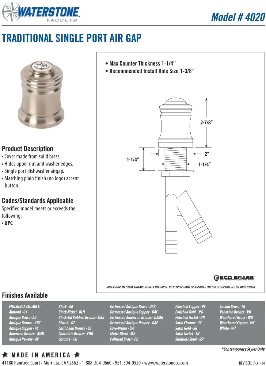 Waterstone 6100-18-4-AMB Bridge Faucet w/18" Articulated Spout Lever Handles 4pc. Suite American Bronze