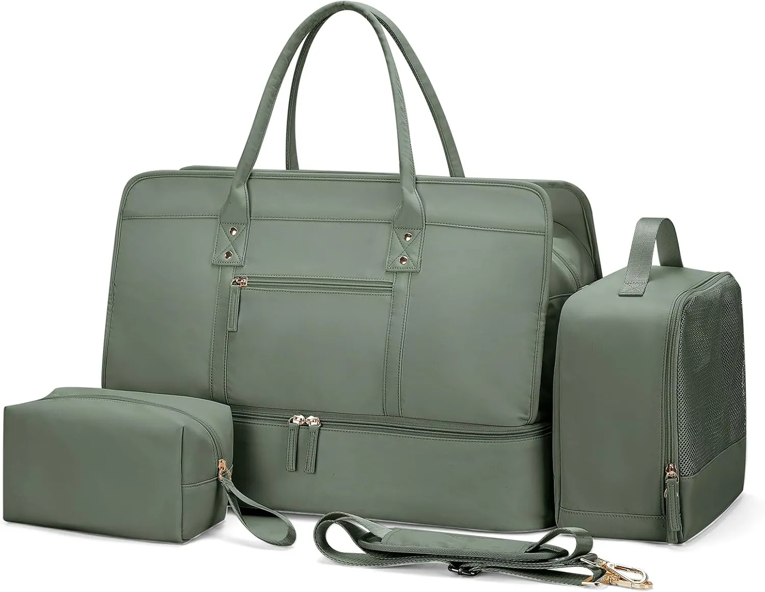 Weekender Bags for Women,Travel Duffel Bag Personal Item Bag with Shoes Compartment,Overnight Carry On Bag with Wet Pocket, Travel Bag 3Pcs Set