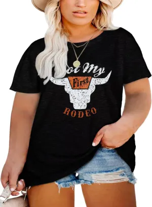 Western Shirts Women Plus Size Summer Tops Rodeo Graphic Tee Short Sleeve Vintage Cowgirl T-Shirts