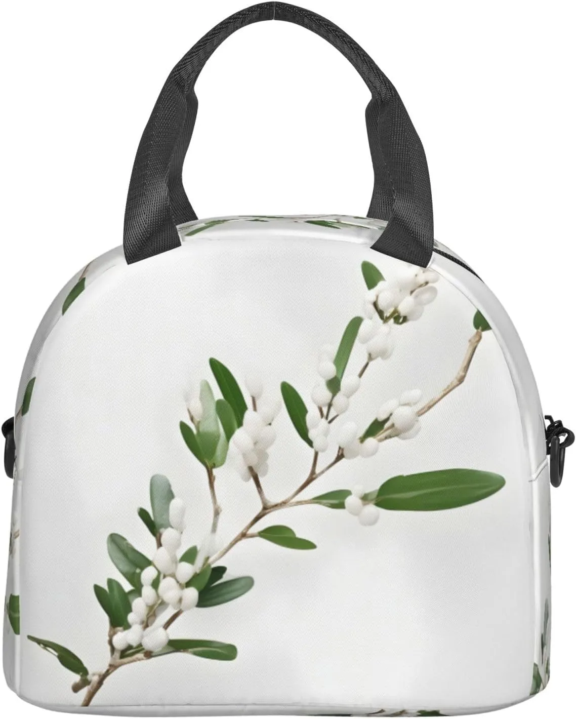 White Wild Green Twig Insulated Lunch Bag Lunch Box For Women Men Reusable Tote For Office Gym Outings