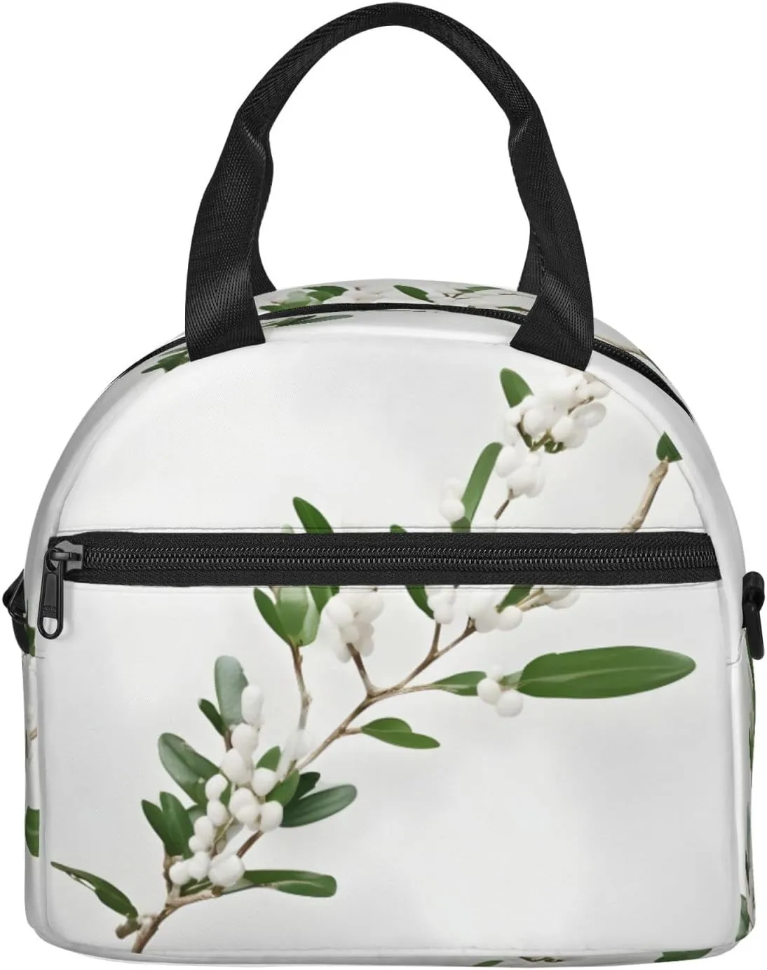 White Wild Green Twig Insulated Lunch Bag Lunch Box For Women Men Reusable Tote For Office Gym Outings