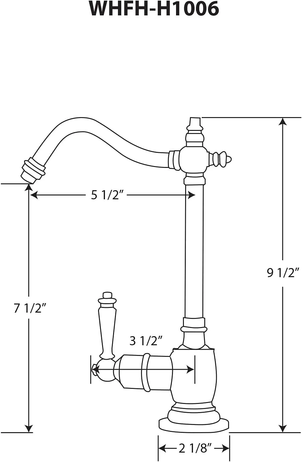 Whitehaus Collection WHFH-H1006-PN Point of Use Instant Hot Water Faucet with Traditional Spout and Self Closing Handle, Polished Nickel
