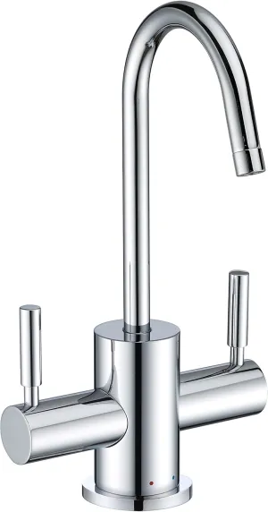 Whitehaus Collection WHFH-HC1010-C Forever Hot Point of Use Instant Cold Faucet with Contemporary Spout and Self Closing Water Handle, Polished Chrome