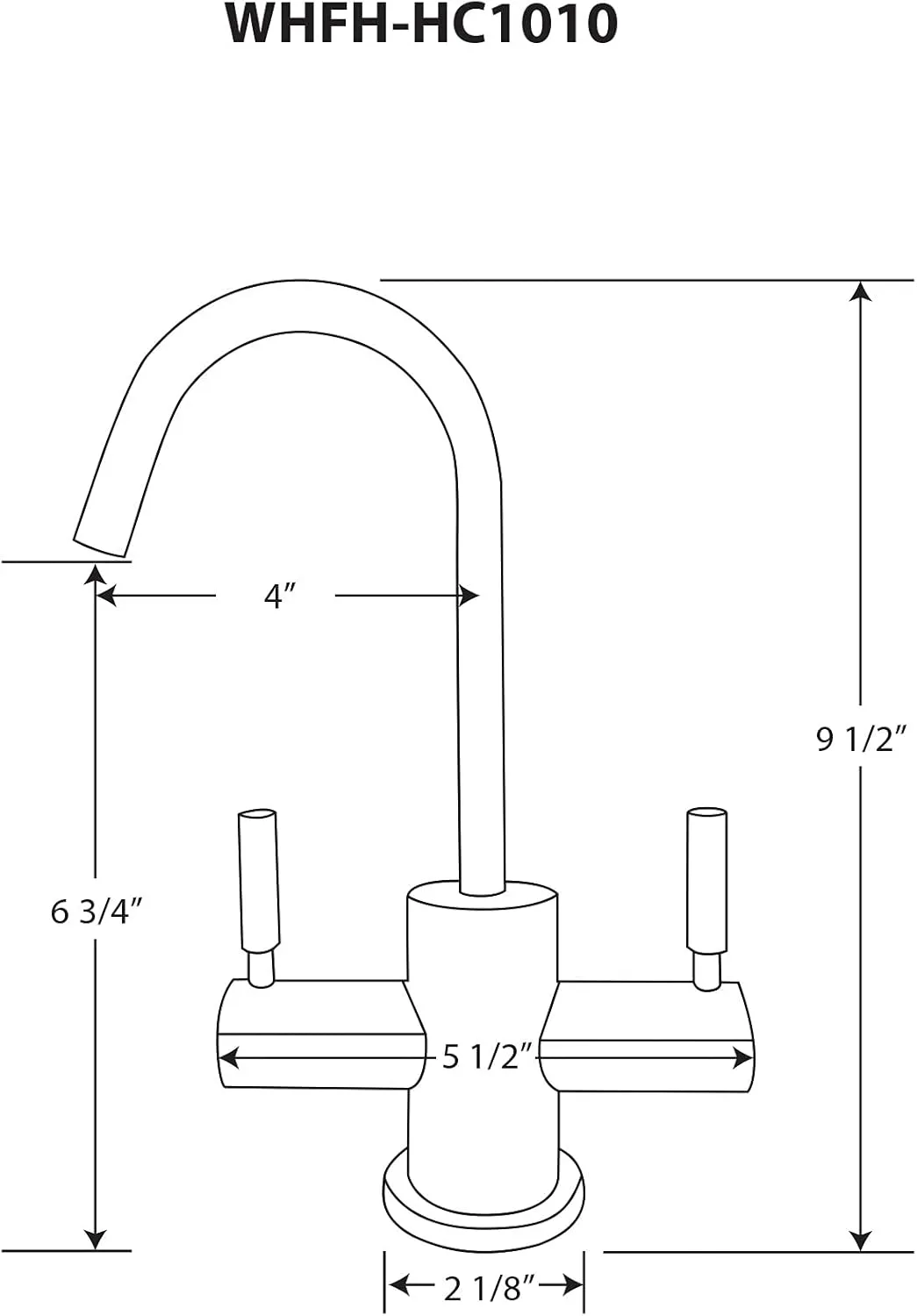 Whitehaus Collection WHFH-HC1010-C Forever Hot Point of Use Instant Cold Faucet with Contemporary Spout and Self Closing Water Handle, Polished Chrome