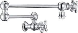 Whitehaus Kitchen Faucet; Brass Construction, Retractable Swing Spout, Cross Handle; Polished Chrome