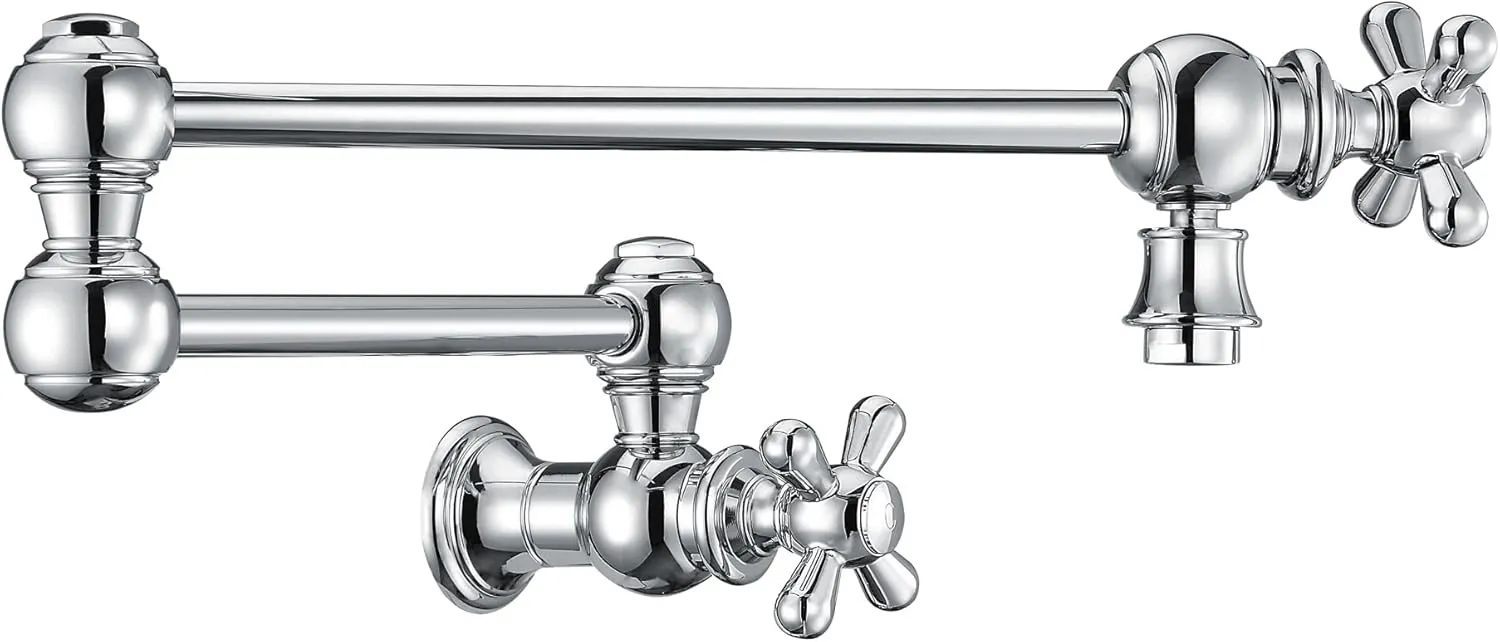 Whitehaus Kitchen Faucet; Brass Construction, Retractable Swing Spout, Cross Handle; Polished Chrome