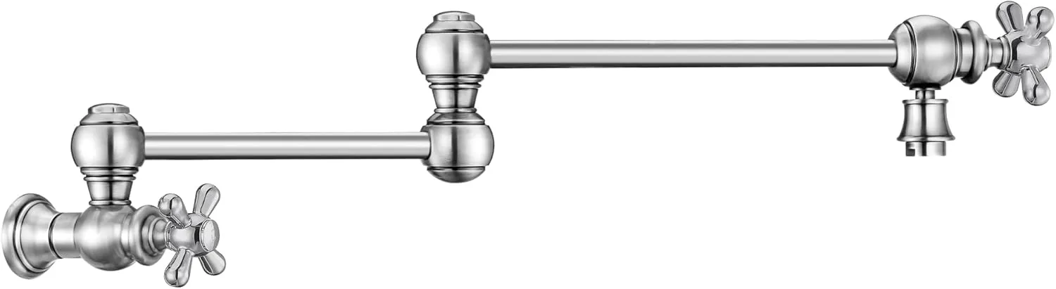 Whitehaus Kitchen Faucet; Brass Construction, Retractable Swing Spout, Cross Handle; Polished Chrome