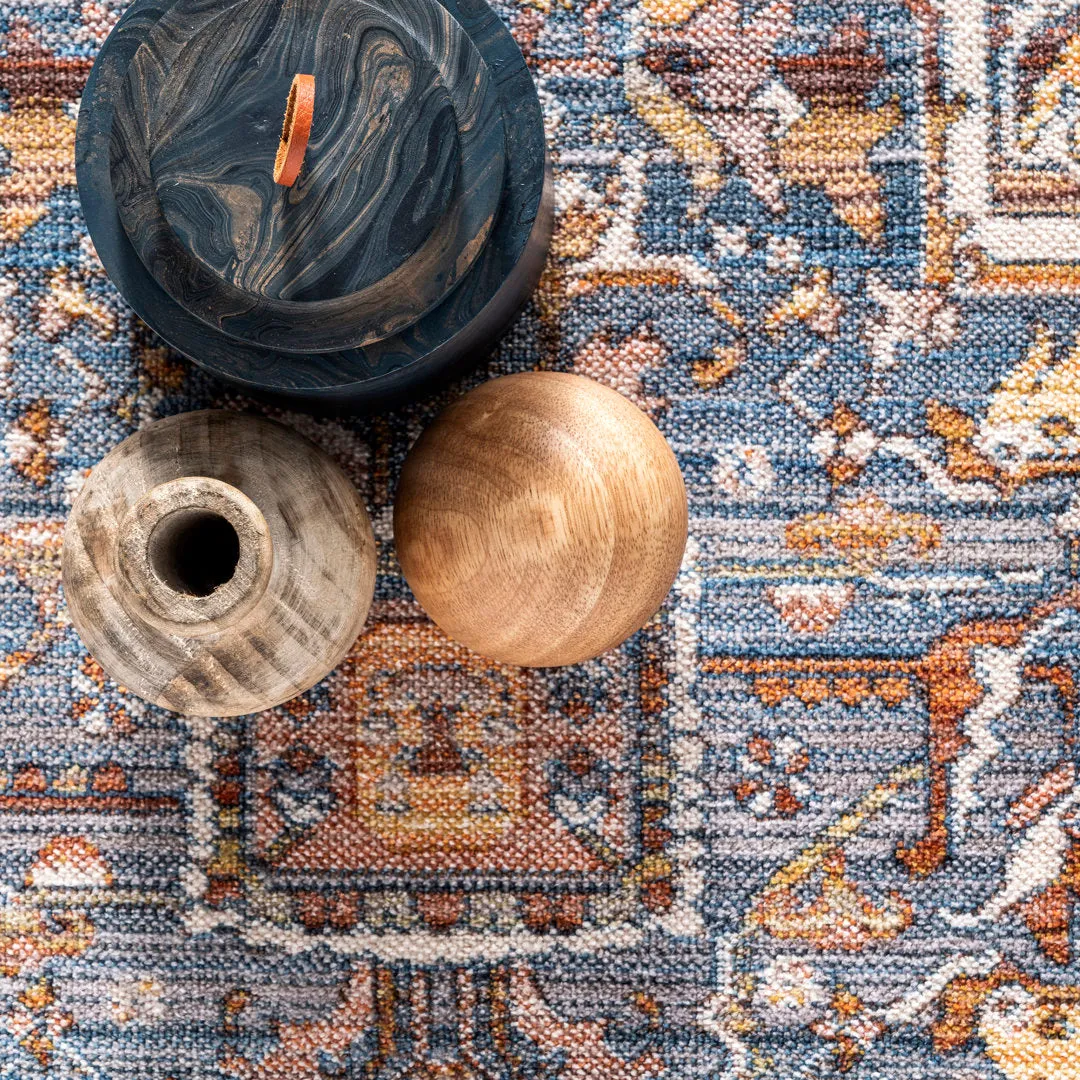 Windmere Traditional Oriental Medallion Rust/Brick/Navy Area Rug Langley Street® Rug Size: Round 5'