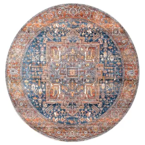 Windmere Traditional Oriental Medallion Rust/Brick/Navy Area Rug Langley Street® Rug Size: Round 5'