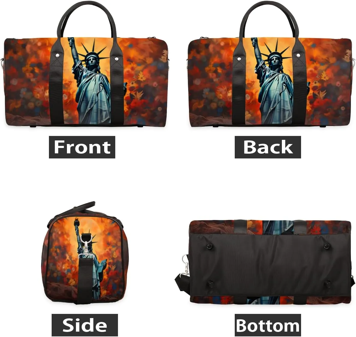 Winged Victory Travel Duffle Bag for Women Men Gym Duffel Foldable Bag Waterproof Weekender American Statue Duffle Tote