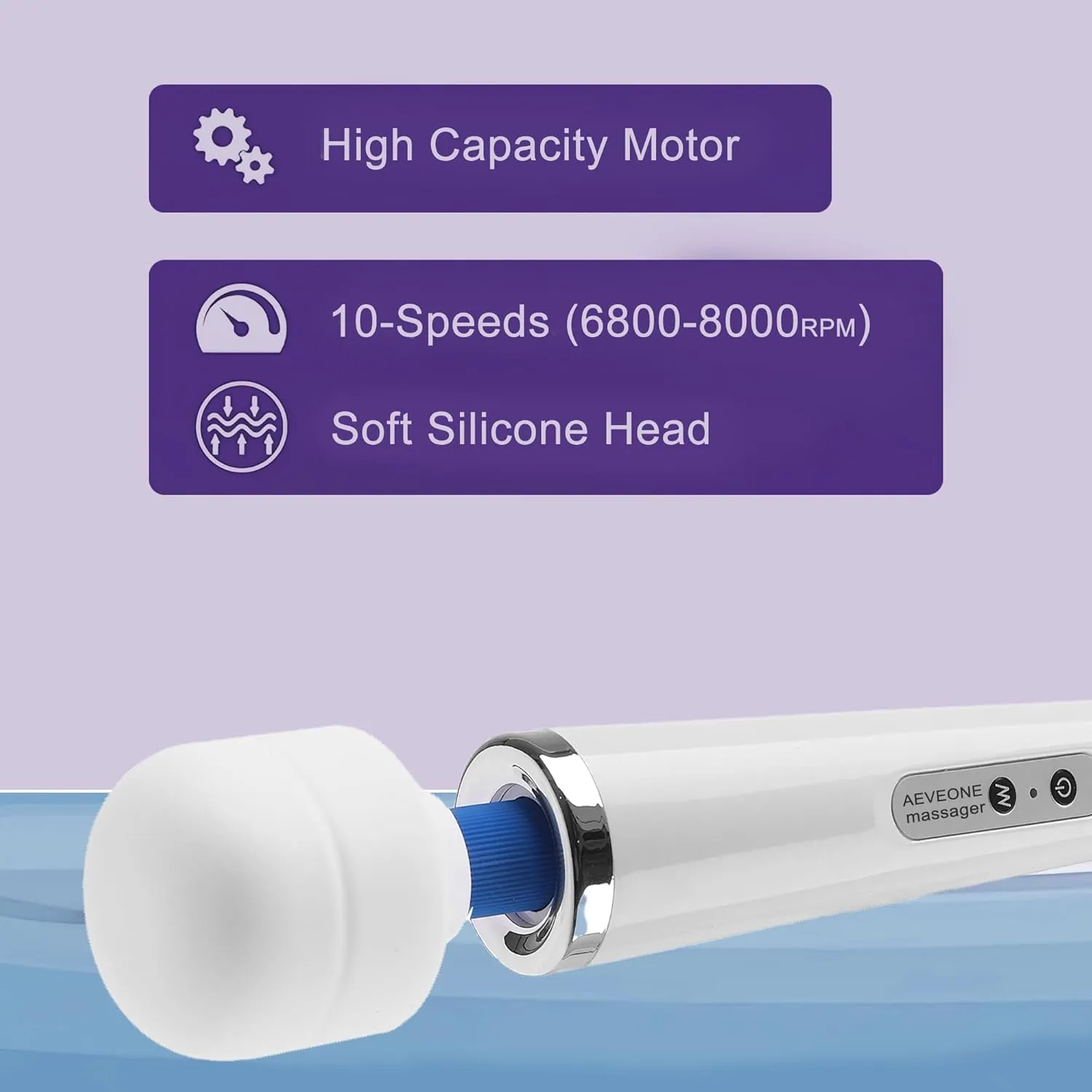Wired Powerful Handheld Electric Back Massager, Strong Personal Massage for Sports Recovery, Muscle Aches, Body Pain (White-US)