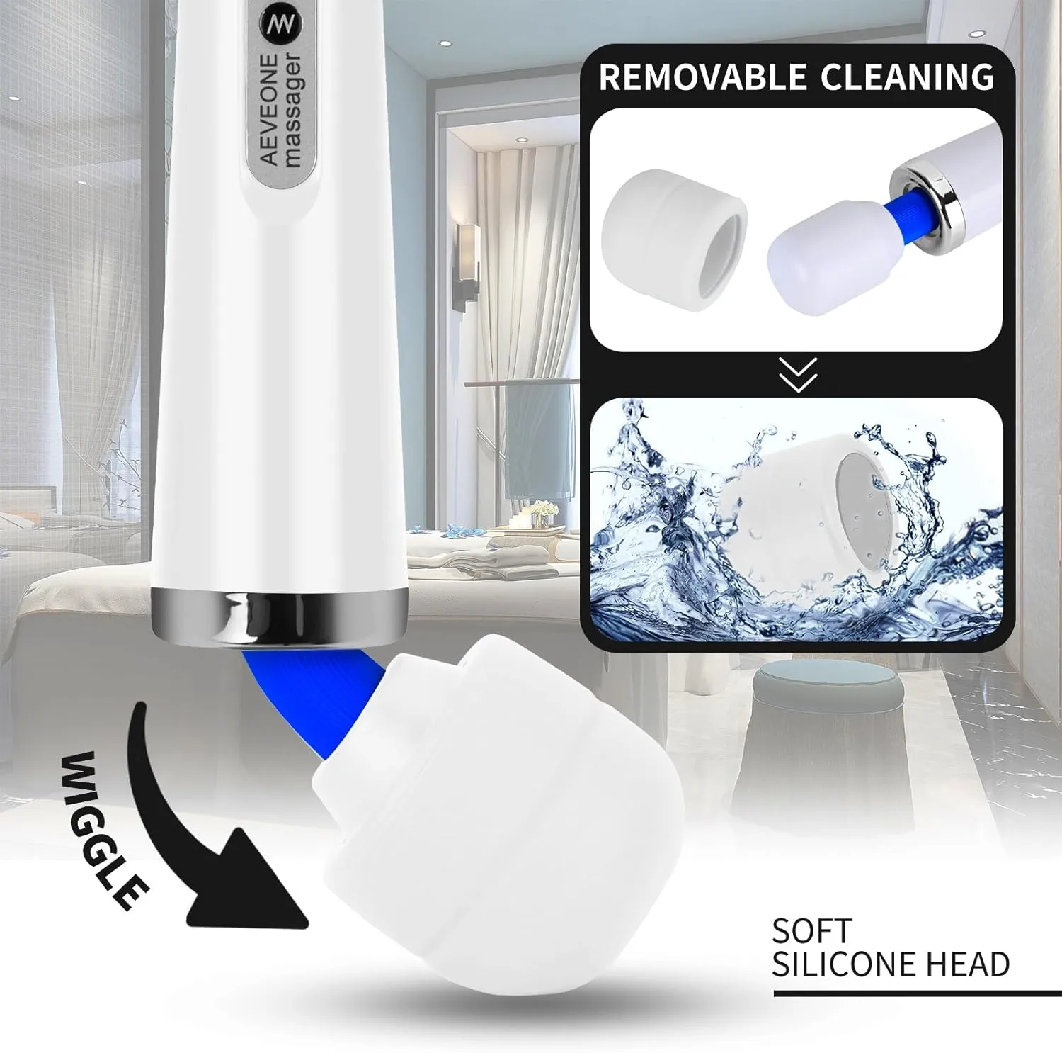 Wired Powerful Handheld Electric Back Massager, Strong Personal Massage for Sports Recovery, Muscle Aches, Body Pain (White-US)