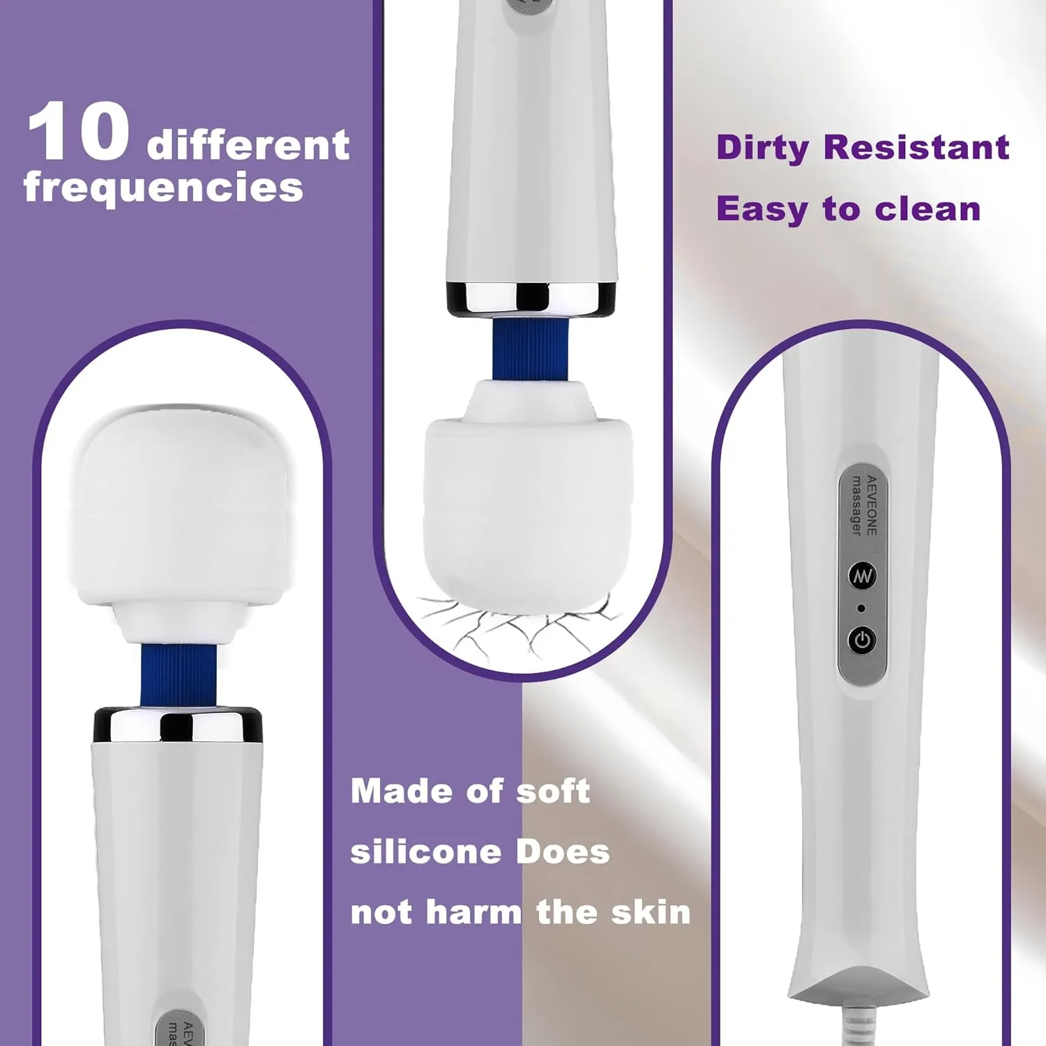 Wired Powerful Handheld Electric Back Massager, Strong Personal Massage for Sports Recovery, Muscle Aches, Body Pain (White-US)