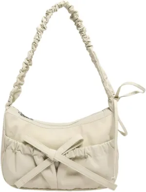 Women Bowknot Shoulder Bag Trendy Nylon Hobo Bag Tote Bag Cute Top Handle Handbag Purse