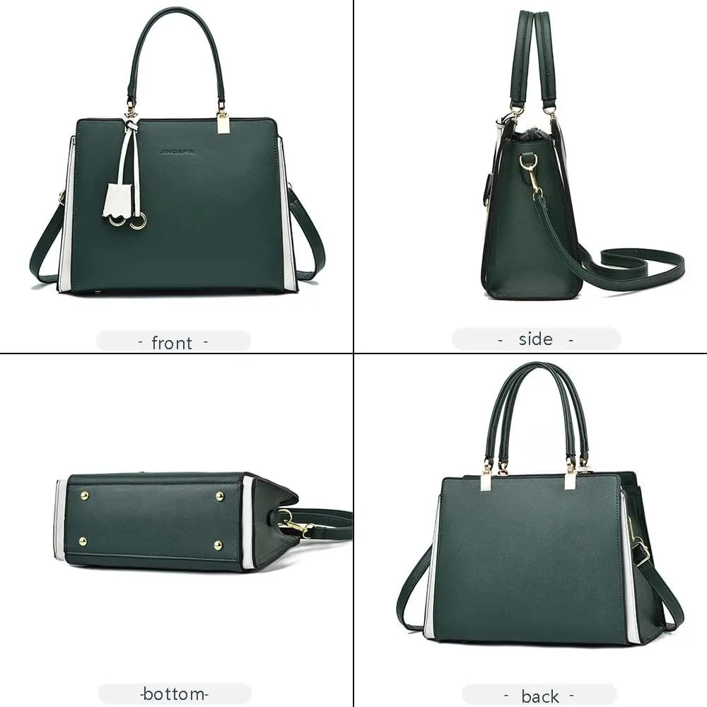 Women Elegant Handbag Classic Top-handle Purses PU Leather Tote Shoulder Bag Work Shopper Satchel with Pendant