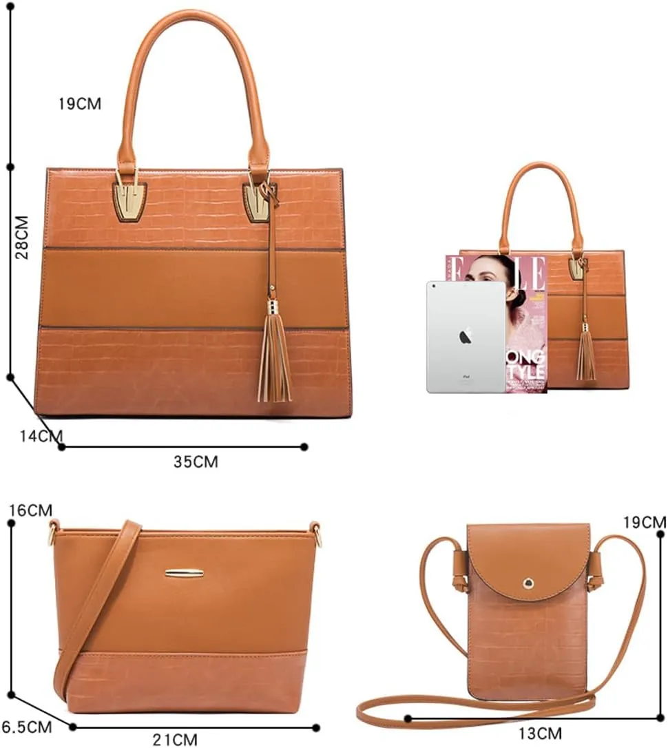 Women Fashion Shoulder Handbags Wallet Tote Bag Top Handle Satchel Hobo with Zipper Closure Set