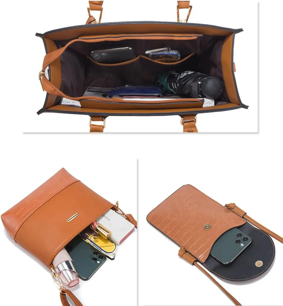 Women Fashion Shoulder Handbags Wallet Tote Bag Top Handle Satchel Hobo with Zipper Closure Set