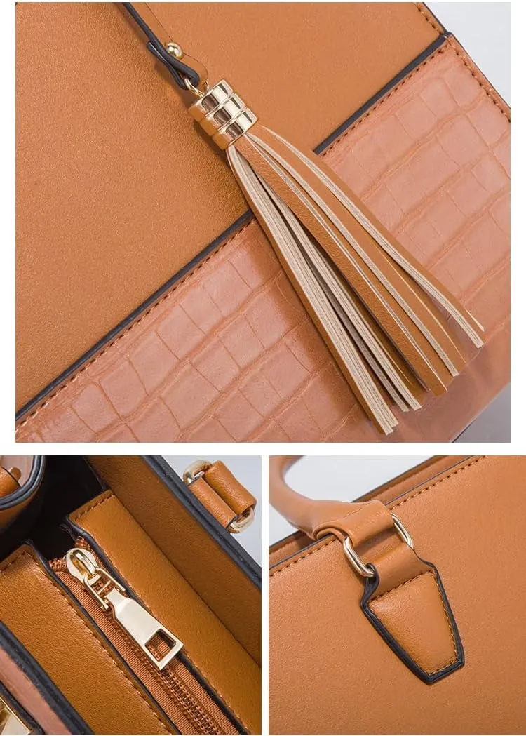 Women Fashion Shoulder Handbags Wallet Tote Bag Top Handle Satchel Hobo with Zipper Closure Set